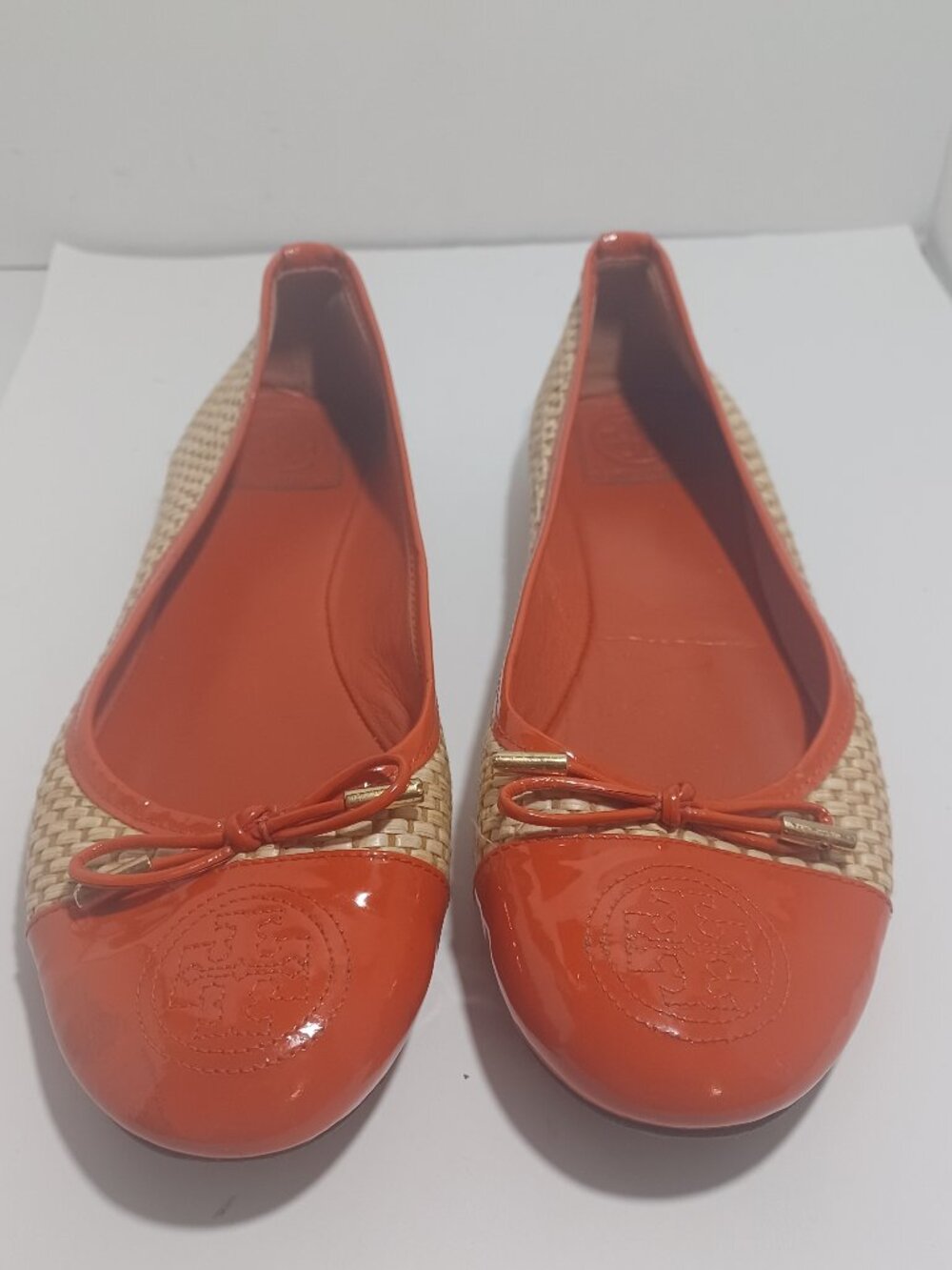 Tory Burch Rattan Weave Bow Ballet Flats Size 8 1/2